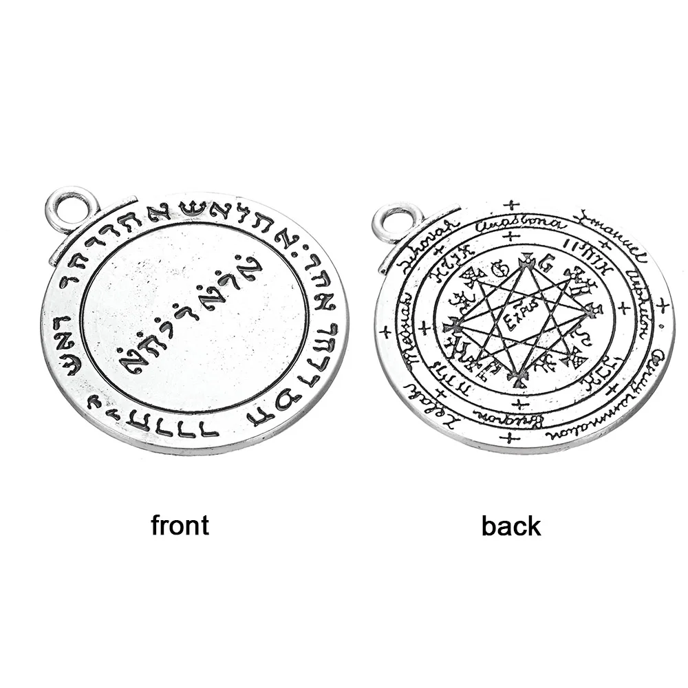 Teamer скандинавский Викинг, амулеты, двухсторонний винтажный кулон Соломон Пентакль, уплотнение для ожерелья, мужские амулеты, ювелирные изделия wicca, изготовление солнца - Окраска металла: 10