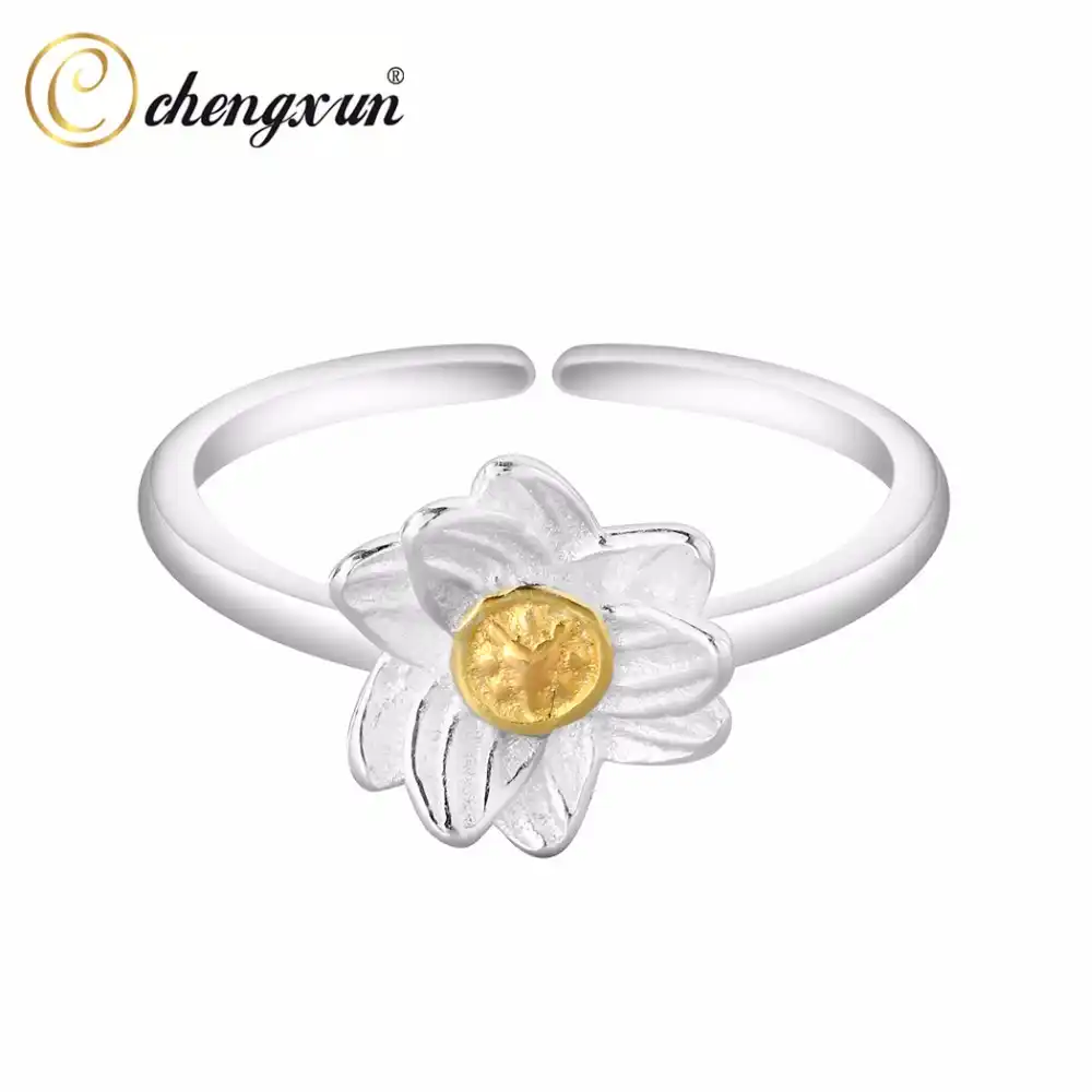 Chengxun Fancy Rings Hawaiian Plumeria Flower Finger Rings Shinny Surface Polished Charm Jewelry Girl Women Bague Femme Ring 925 Sterling Finger Ringgirls Rings Aliexpress