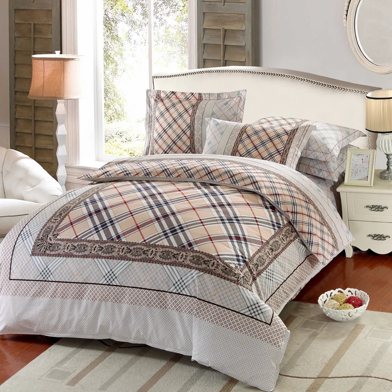 Buy Light Heather Grey Color Hotel Bedding Set Plaid
