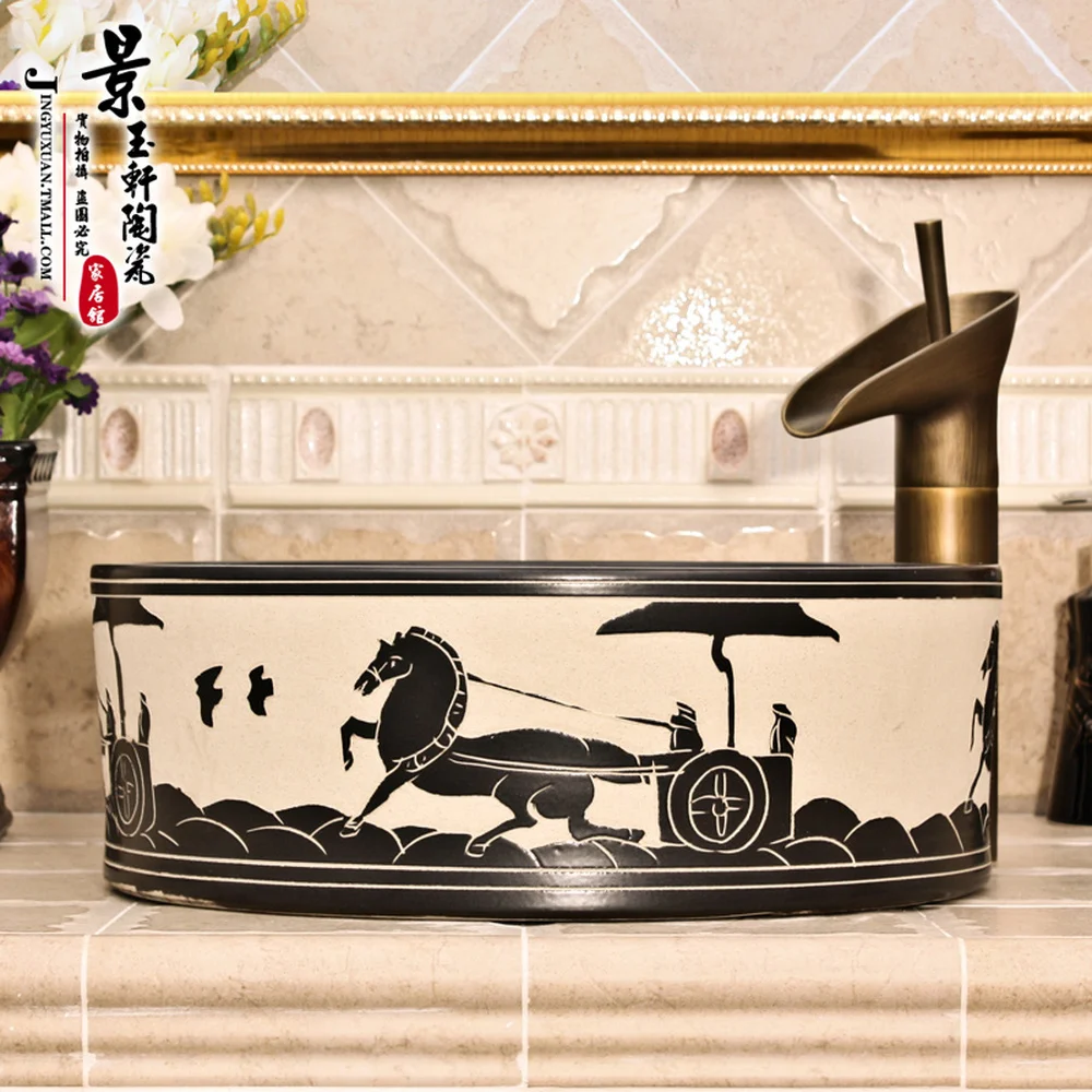 A1 Керамика ручная роспись искусство тазик мытья кран для раковины, кран для раковины, раковина прямые перевозки LO613309