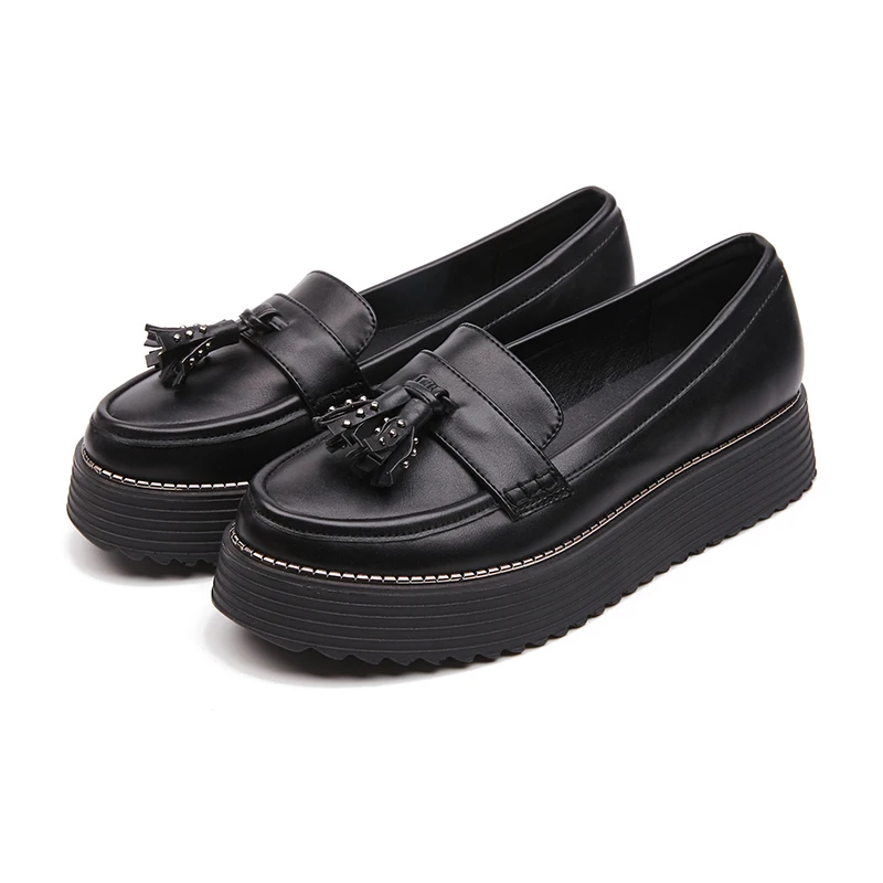 AIMEIGAO Spring Autumn Casual Women Platform Shoes Tassel Flat Heels Shoes Slip On Tassel Moccasin Shoes For Women 5 cm Shoes