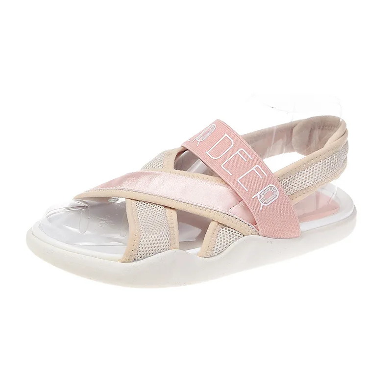 

2019 Women's Shoes Flats Casual Beach Sandals Gladiator Sandals Solid Color Cross Mesh Platform Sandals Open Toe Size35-41