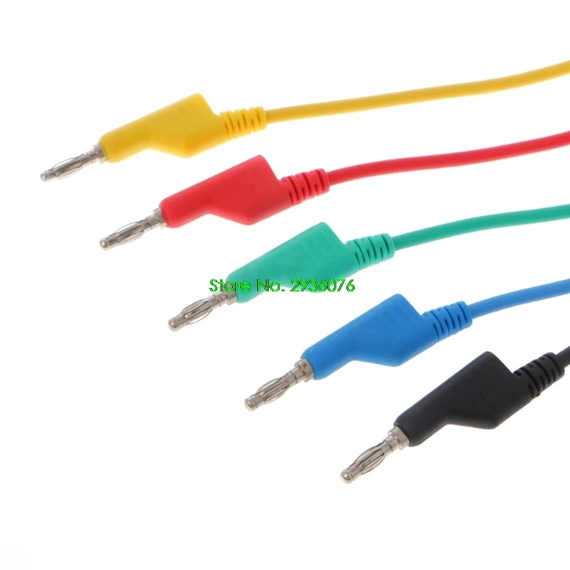 

2018 New 5Pcs/Lot 4mm Dual Banana Plug Smooth Silicone Lead Test Cable For Multimeter 1m 5 Colors Drop Shipping Support
