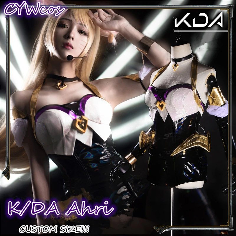 Custom Size LOL K/DA Ahri Cosplay Costume KDA Nine-Tailed Fox Ahri Costumes Uniforms Women Sexy Suits