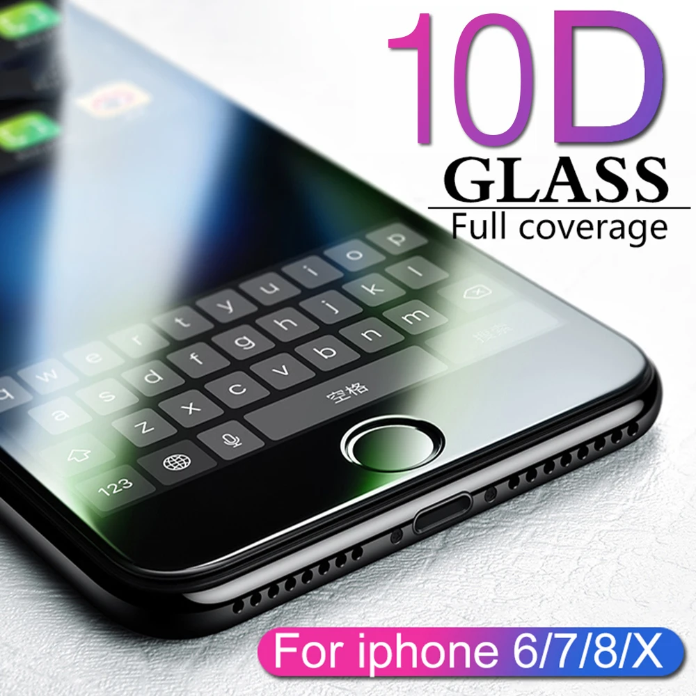 Защитное стекло OTAO 10D для iPhone 8 7 6 6S Plus X XS MAX полное покрытие защита экрана