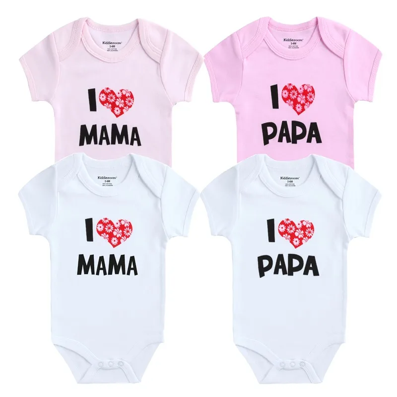 Kiddiezoom боди для ребенка мальчика I Love Papa Mama комплект одежды для маленьких девочек с принтом