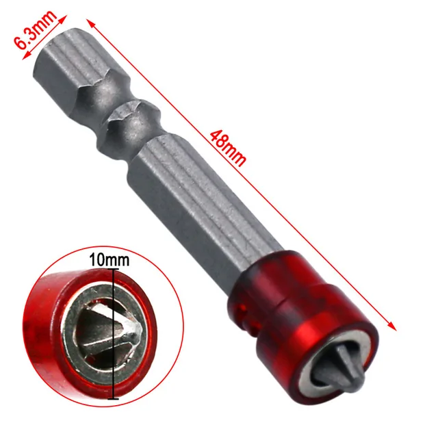 Puntas de destornillador de 1/4 ", vástago hexagonal con imán de cabeza roja, accesorios de herramientas de tornillo eléctrico de mano 3