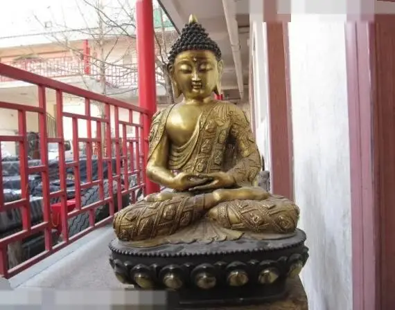 

S5125 22"Tibet Buddhism Fane classical Bronze Gild Sakyamuni Amitabha Buddha Statue