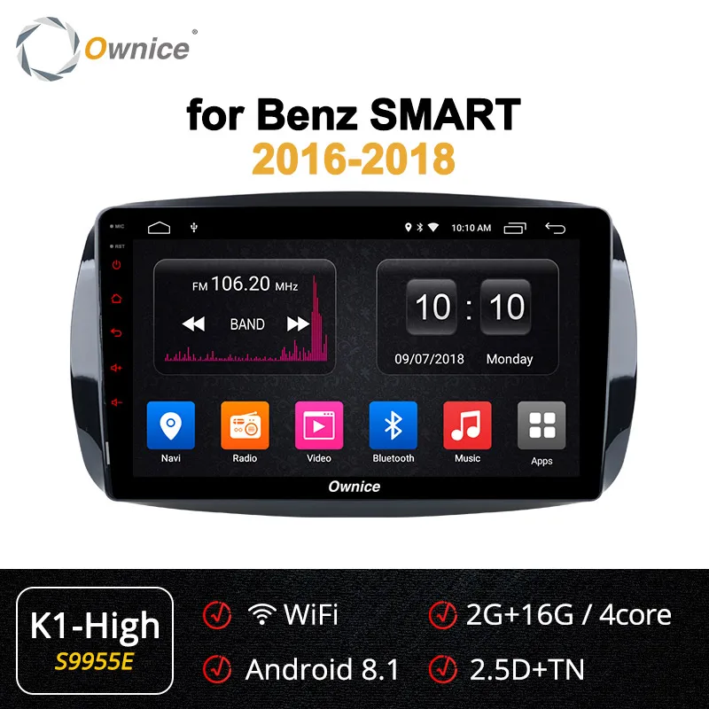 Ownice K1 K2 K3 K5 K6 Android 9,0 Octa Core 360 Panorama DSP 4G LTE автомобильный DVD gps для Mercedes Benz Smart Авторадио - Цвет: S9955 K1-High