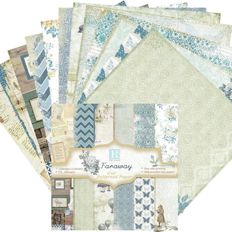 

24pcs/Pack 6*6inch Faraway Patterned Paper Pack for Scrapbooking DIY Happy Planner Card Making Journal Project