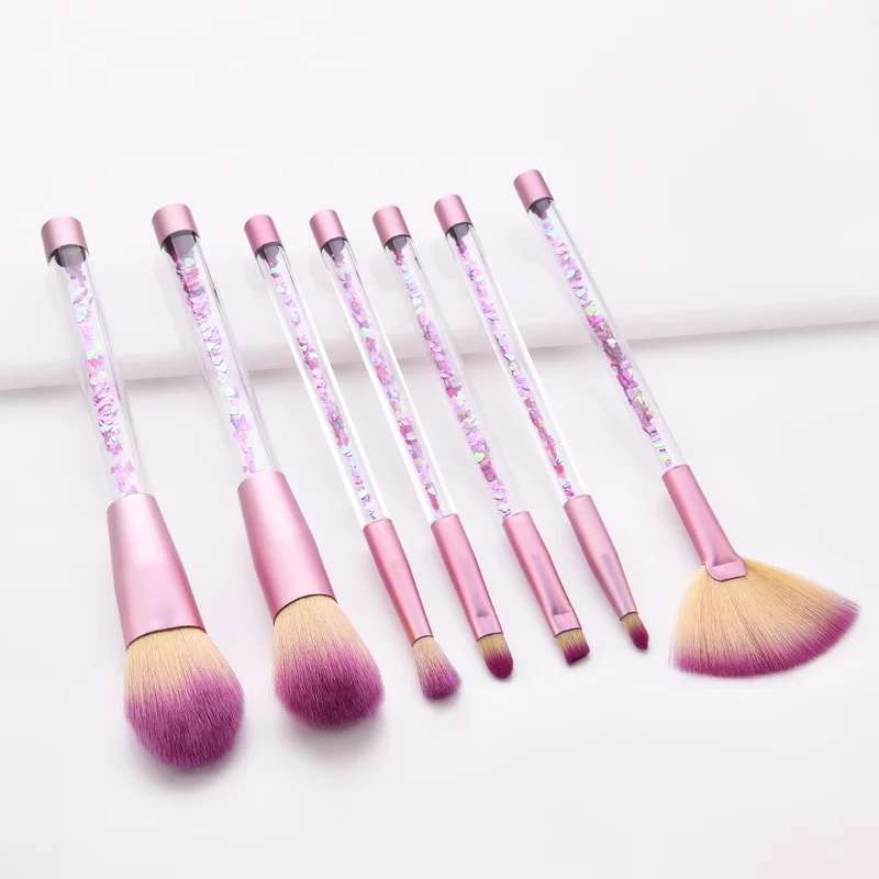 

Nylon Fiber Eye Shadow Brush Powder Brush Cosmetics Tool Pink Cute Makeup Tool 7 Pcs/set Quicksand Blush Brush Makeup Brush