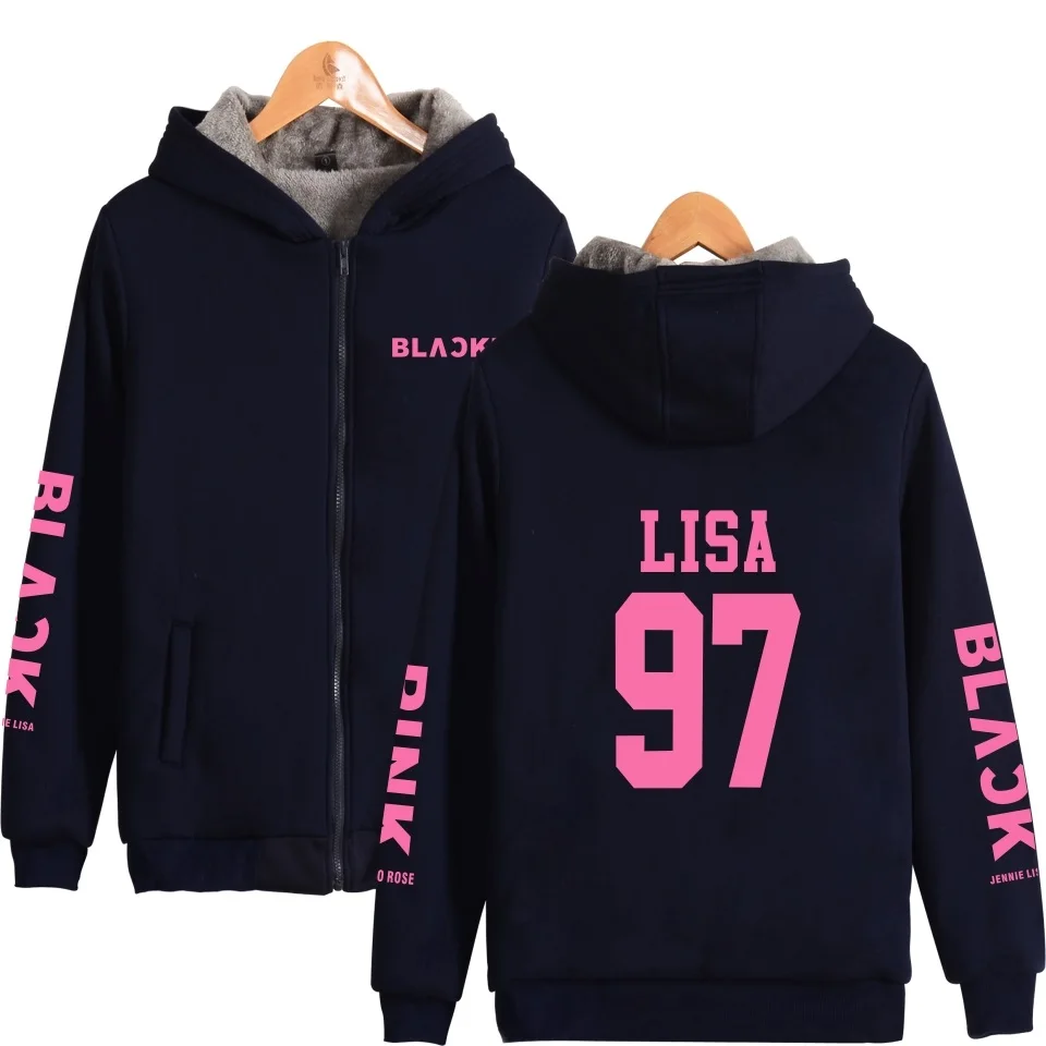 KELUOXIN зима Kpop Blackpink альбом куртка пальто для женщин/мужчин утепленная теплая толстовка на молнии повседневные толстовки с буквенным принтом Роза Лиза