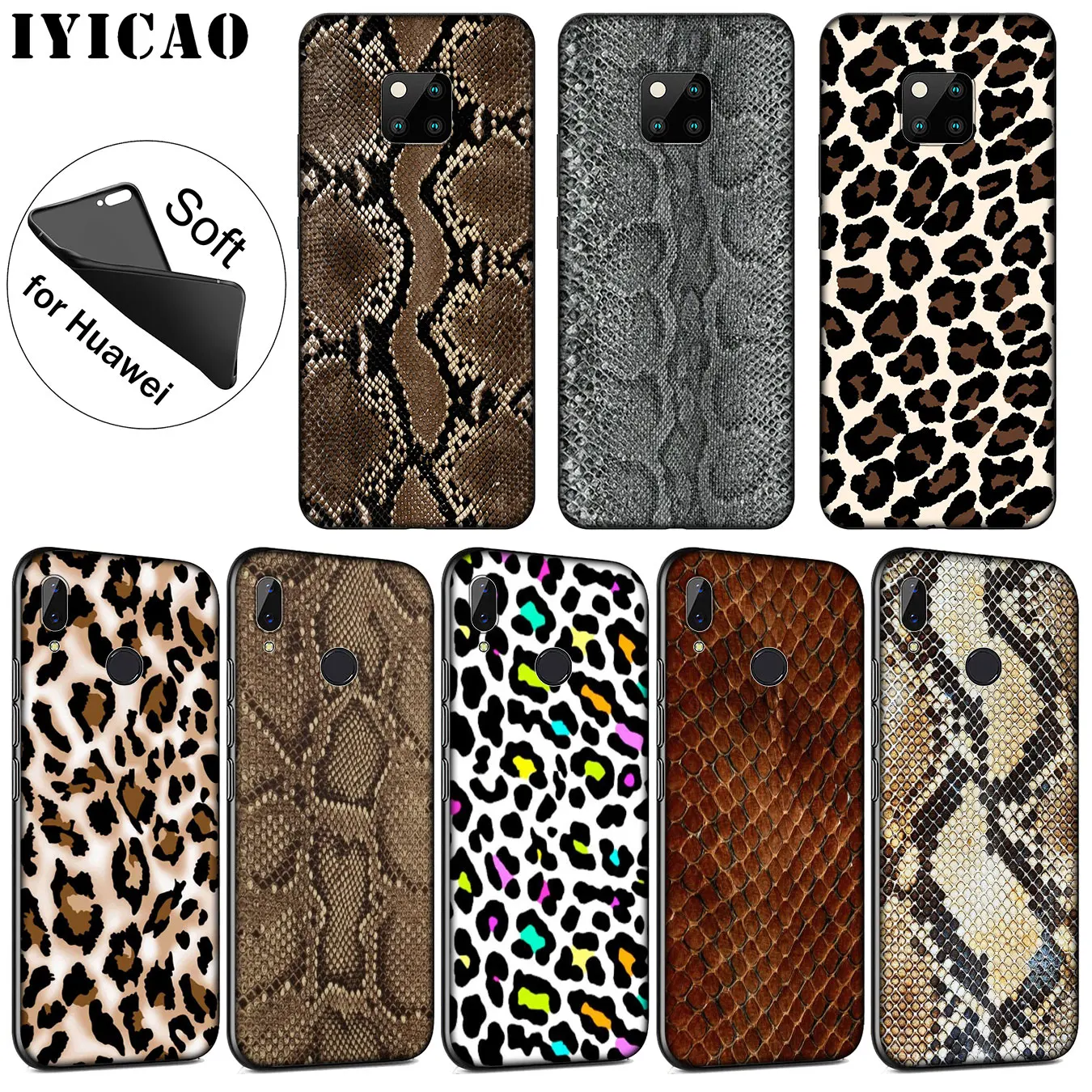 

IYICAO Snake Skin DIY Leopard Drawing Soft Silicone Phone Case for Huawei Nova 3i 3 2i for Huawei Mate 20 10 Pro Lite Cover