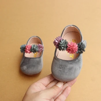 

2017 Autumn Flowers Princess Baby Girl Single Casual Shoes Hook Loop 1-2 Year Toddler Princess Flat Shoes 3 Color Baby Shoes A1