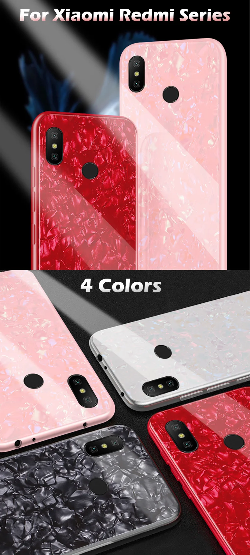 KXM1410_9_JONSNOW Tempered Glass Phone Case For Xiaomi Redmi Note 6 Pro Glossy Hard Back Cover Soft Silicone Edge for Redmi Note 6