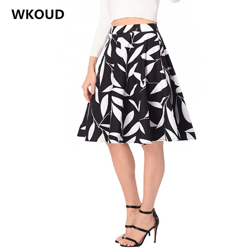WKOUD Floral Printed Skirts Women's High Waist Skirts Summer A line