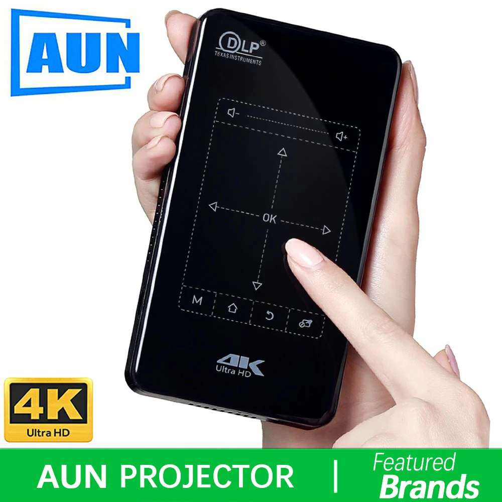 

Brand AUN Android Projector. Support 4K, 1080P. MINI Projector with WIFI, Bluetooth, 4,000mAH Battery. Portable Theater. D7