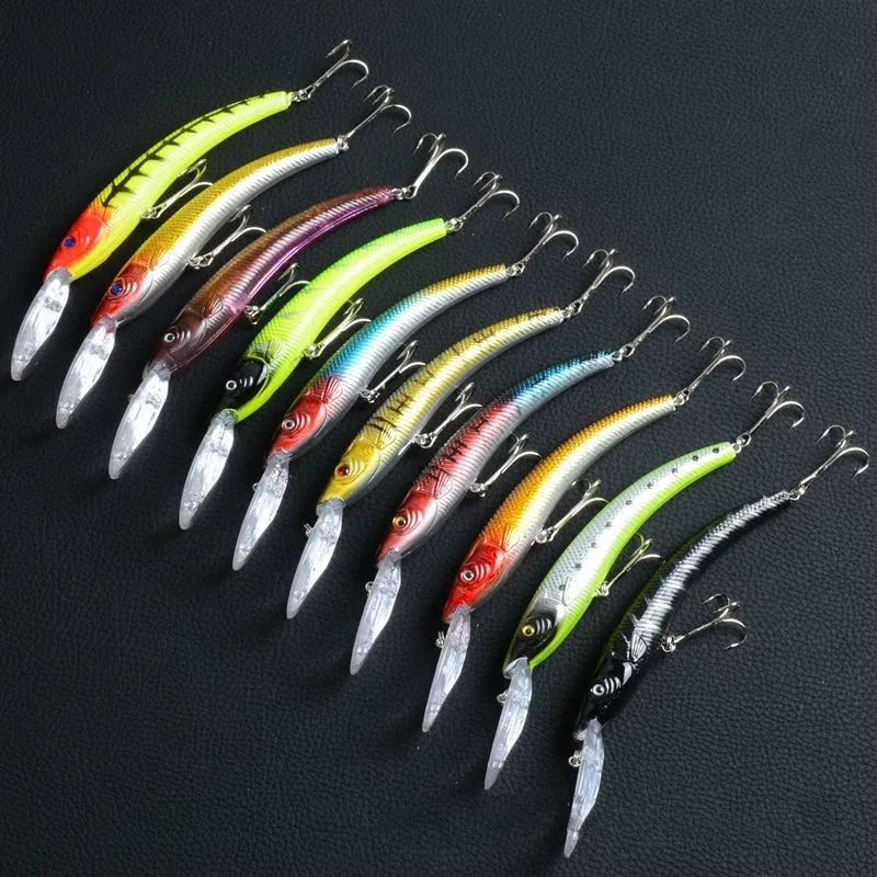 

10Pcs/Lot 15.5cm/16.3g Lifelike Minnow Fishing Lures Wobblers Artificial Hard Baits With 2 Treble Hooks Swimming 2.7m-4.5m