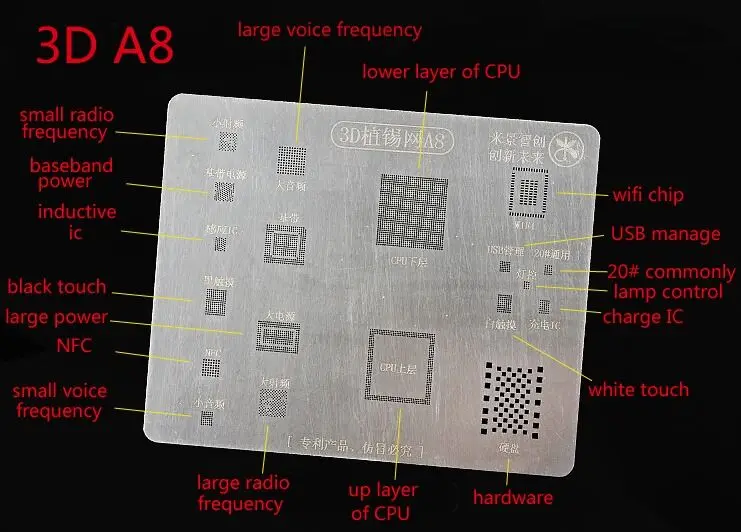 Для iPhone 6 6 P 6plus 3D BGA трафарет A8 процессор оперативная память Baseband мощность Wi-Fi аудио зарядное устройство IC реболлинга Pin прямого нагрева шаблон