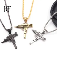 UZI Kolye, мужское ожерелье с подвеской в форме пистолета, ювелирные изделия в стиле хип-хоп, золотой цвет, армейский стиль, мужская цепочка 60 см, мужские ожерелья в готическом стиле, Erkek Kolye