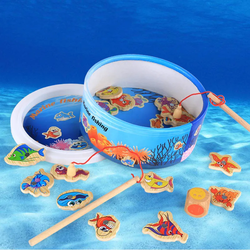 

Children Fishing Puzzles Toys Wooden Magnetic 3D Jigsaw Kids Funny Game Baby Educational Toy Gifts YJS Dropship