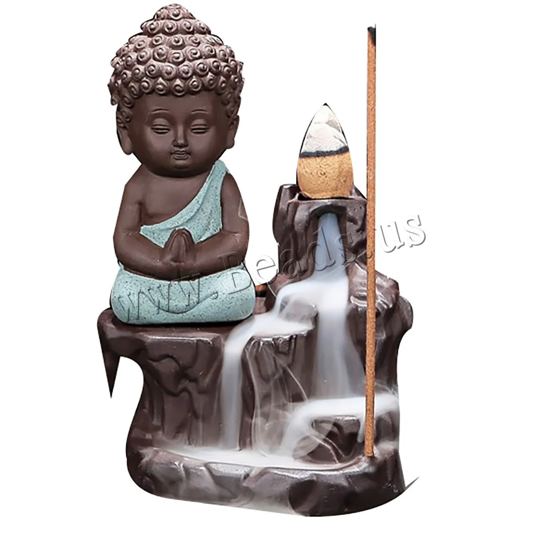 The Little Monk Smoke Waterfall Backflow Incense Burner Small Buddha Ceramic Incense Holder Censer Use In Home Office Teahouse