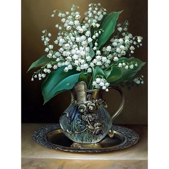 

Diamond Embroidery Flower Lily Of The Valley Full Drill Square Diamond Painting Flower Embroidery Cross Stitch Kit Art a1571