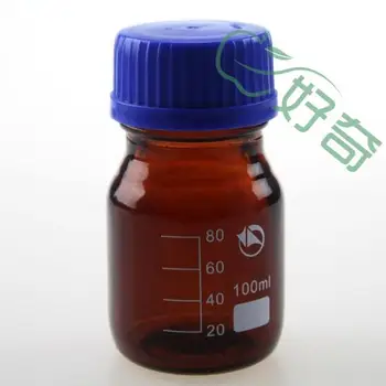 

free shipping brown graduated reagent bottle 100ml sealed cap ,lab glassware student home lab equipment