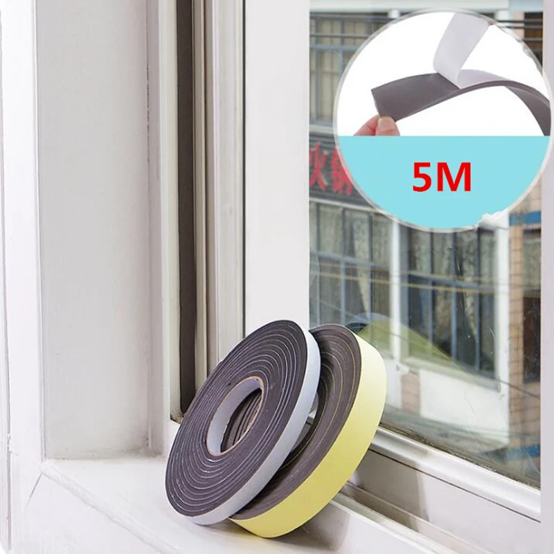 

5M x 15mm/30mm Self-adhesive window sealing tape Foam Sponge door sealing strip Collision Avoidance Rubber Roll Tape
