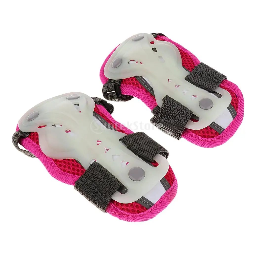 6 Pieces Kids Boy Girl Glow in the Dark Elbow Wrist Knee Pad Protector for Roller Skating Bike Scooter Cycling Skateboard