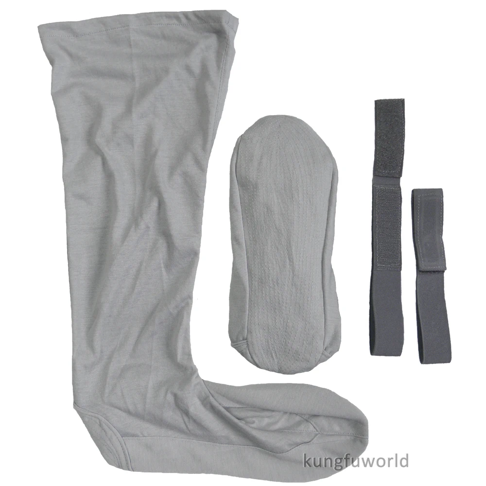 Online Grau Baumwolle Shaolin Tempel Buddhistischen Mönch Lange Kung fu Socken kampfkunst Anzug Tai chi Uniform Bein Guards Wraps