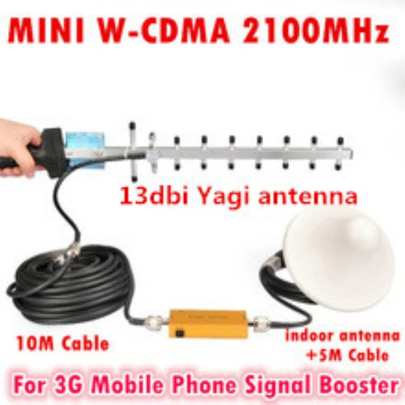 

3G Repeater W-CDMA GSM 2100Mhz Mobile Phone UMTS Signal Booster 3G WCDMA Cellular Signal Repeater Amplifier + 13dBi Yagi Antenna