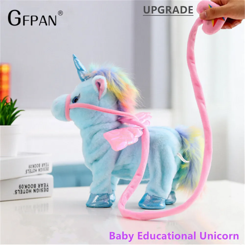 1pc 35cm marche licorne peluche & peluche Animal électronique musique jouets pour enfants drôle cadeaux de noël