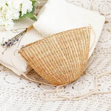 Sac à bandoulière en paille pour femmes, sacoche Vintage tissée à fermeture éclair pour les voyages et la plage, nouvelle collection 2021