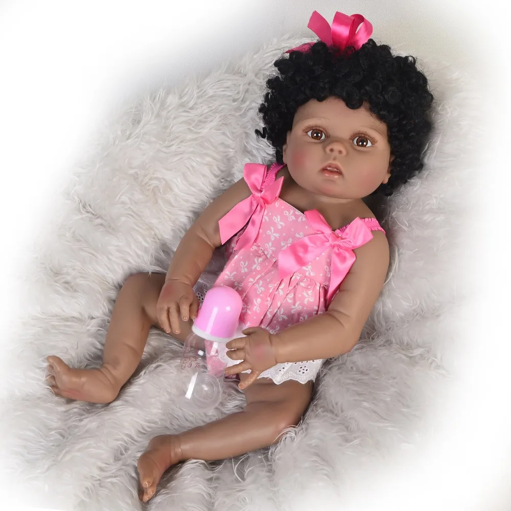 22 &quotBebe boneca reborn Lifelike baby dolls полностью виниловые силиконовые куклы из черной кожи