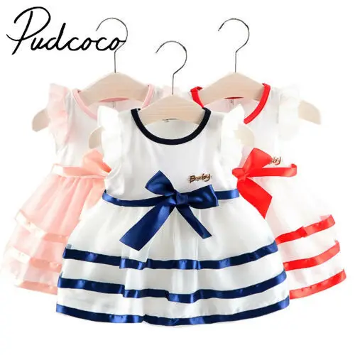 

Newborn Kids Baby Girls Dress Bow Sleeveless Dress Princess Party Wedding Bridesmaid Tutu Vest Dresses 0-24 Months