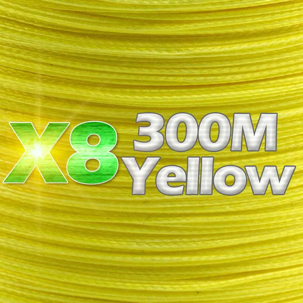 JOSBY 300 м 500 м 1000 м 4 нити 8strands супер прочная леска многоцветный PE плетеная проволока Multifilament супер сильная леска - Цвет: X8-300M-Yellow