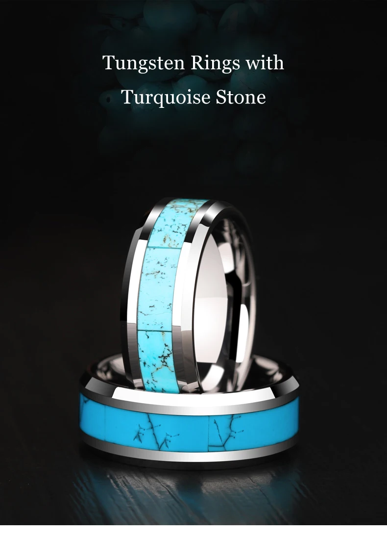 Высокое качество 8 мм ширина карбида вольфрама обручальные кольца полоса полированная инкрустация синие камни Размер США 7-13 с бесплатной подарочной коробкой