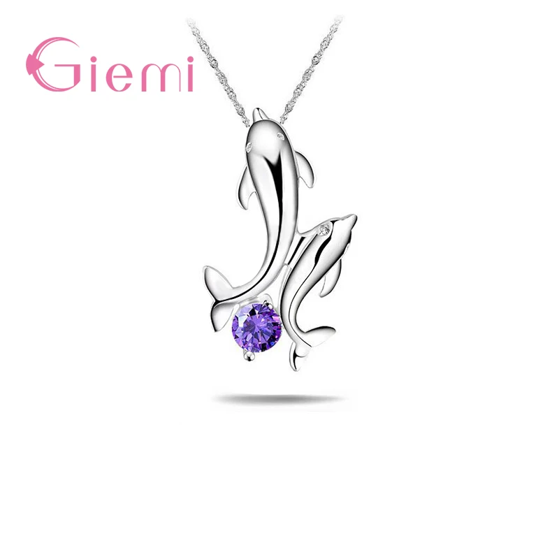 

Lovely Dolphin Shape 925 Sterling Silver Women Pendant for Wedding Party Girls Cute Necklaces Collar Jewelry Accessories