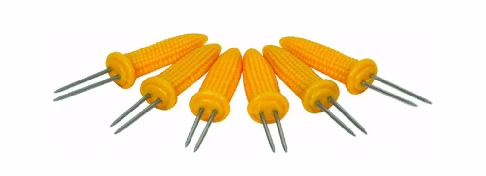 12pcs Corn On the Cob holders Set BBQ Corn Dish Plate Dessert Fruit Fork Including 4pcs Corn Tray+8pcs Plastic Corn holders set