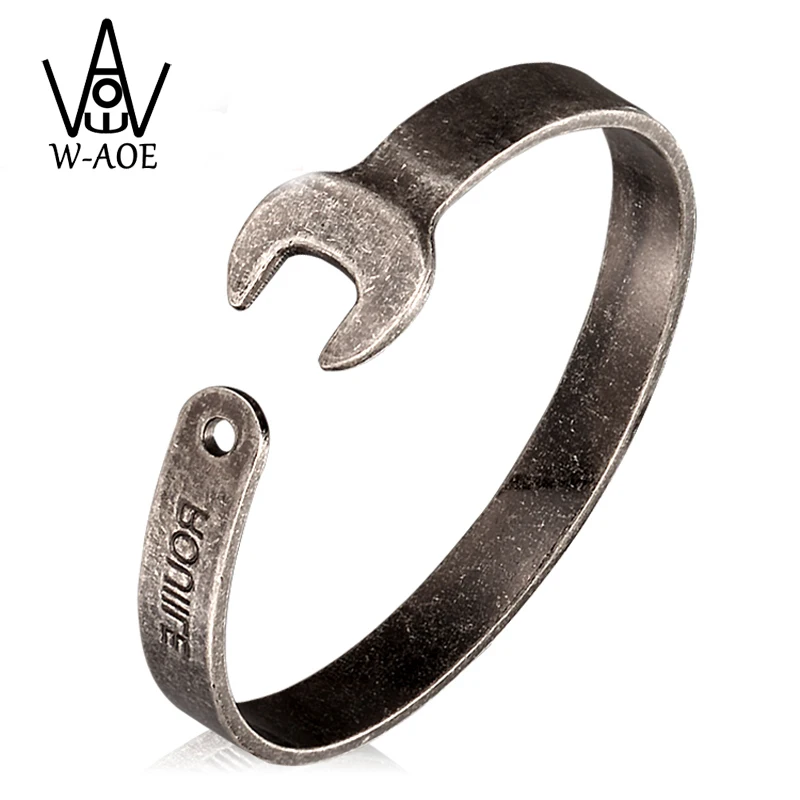 

2019 New Design Punk Vintage Tools Wrench Cuff Bracelets & Bangles 316L Stainless Steel Motor Biker Bangle For Men Women Gift