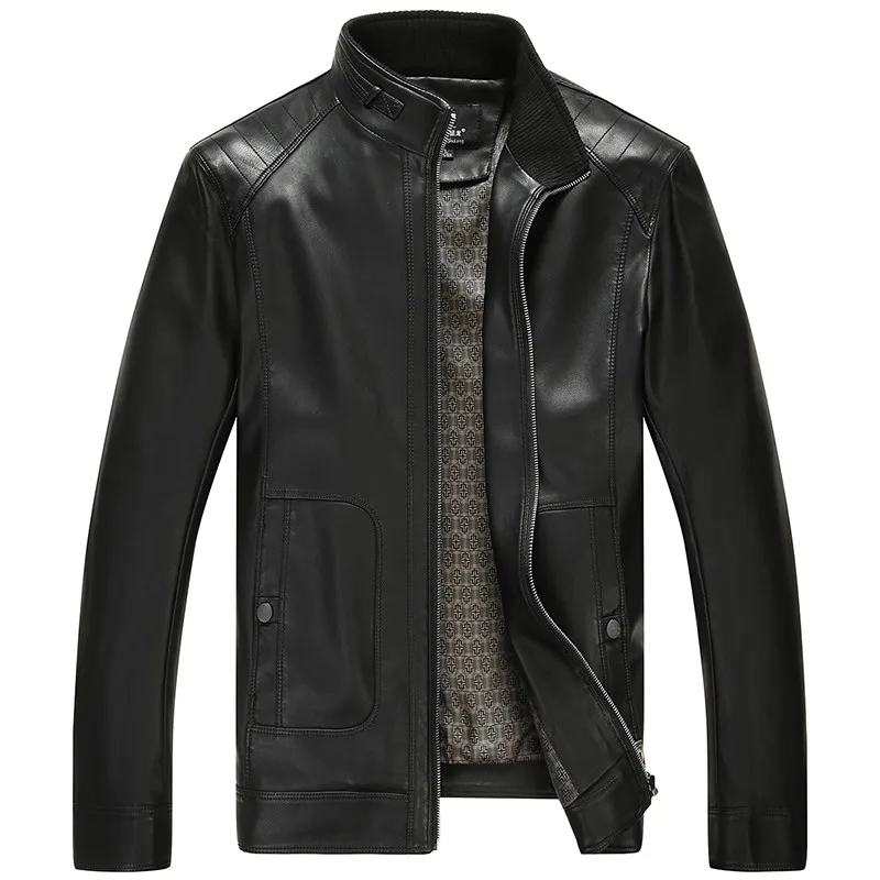 Business Casual Pu Leather Jacket Men Coat Stand Collar Slim Men's leather Jacket Plus Size Autumn Mens Jackets And Coats FYY200