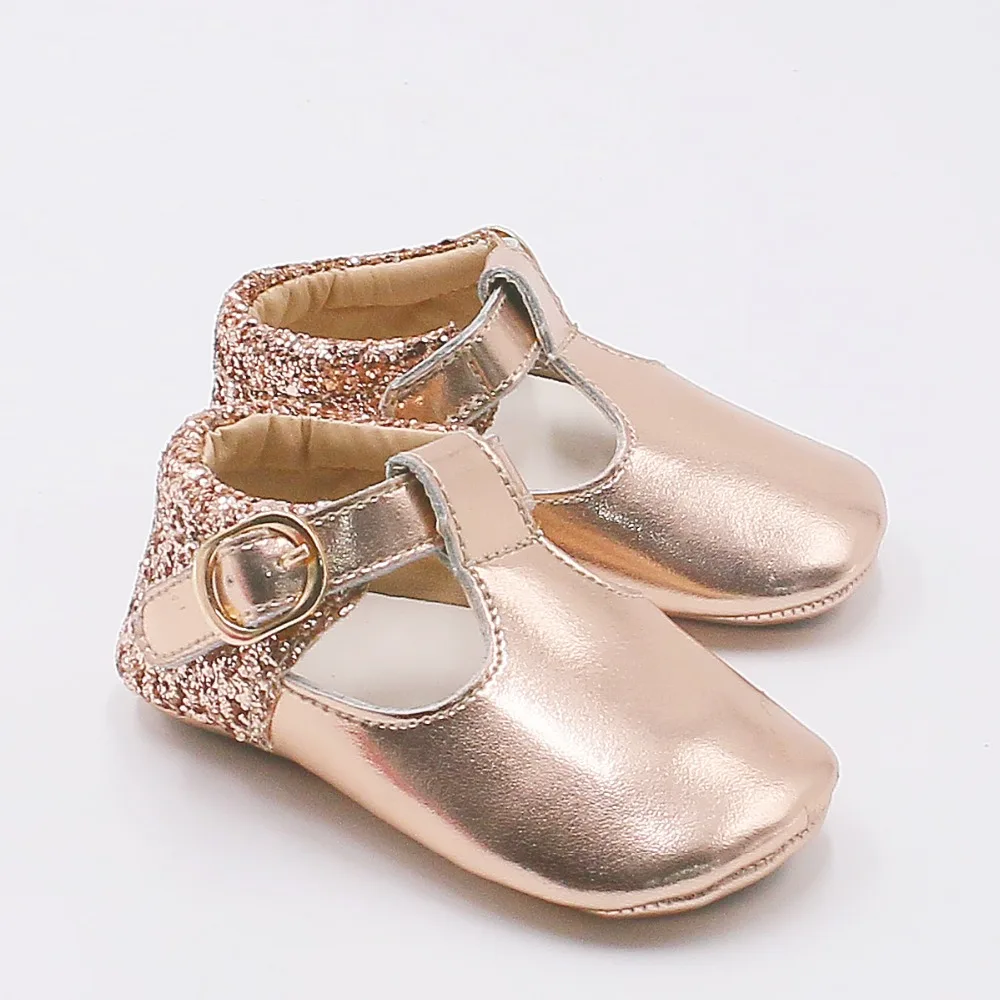 Розовое золото, с пайетками обувь для девочек с сияющими блестками, балетки на плоской подошве; туфли принцессы в стиле «Мэри Джейн» на высоком каблуке с Т-образным ремешком обувь для Свадебная вечеринка Туфли под платье