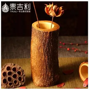 

mported Solid Wood Flower Vase Decoration/Desktop TV Cabinet Bookshelf Decoration in Thailand Living Room