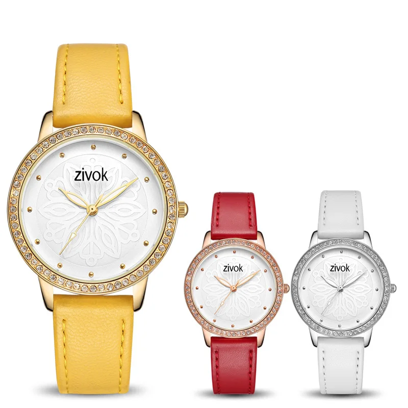 

zivok Fashion Women Watches Relogio Feminino Top Brand Ladies Lovers Wrist Watch Clock Yellow Leather Sport Hour