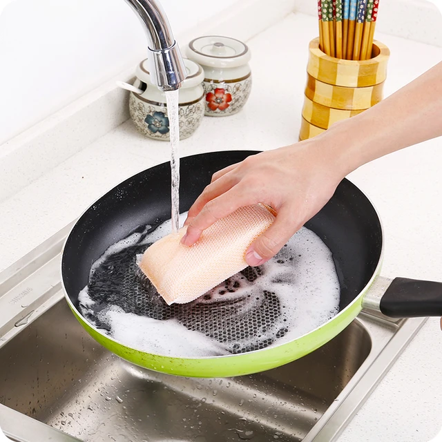 4PCS Multifunctional Kitchen Cleaner Sponges Strong Decontamination Dish  Washing Cloth Scouring Pads Creative Smiley Face Thick - AliExpress