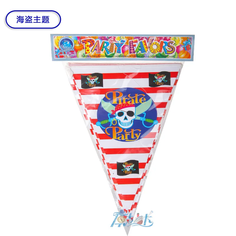 

12pcs Pirate theme Cartoon Flags for children Birthday Supplies Decoration Party Items banners 1pack