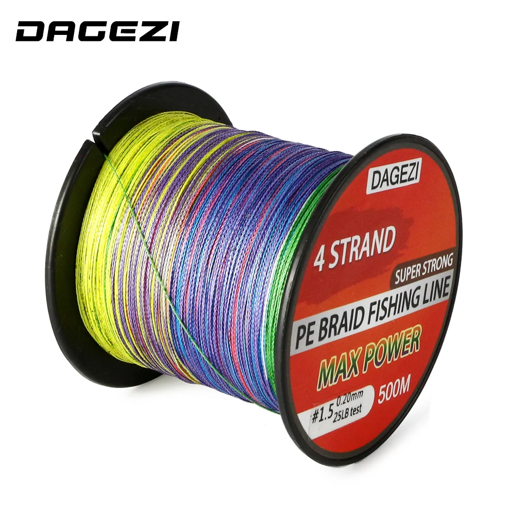 DAGEZI 10-80LB مزيج اللون 100% صنارة صيد بولي ايثيلين مجدول مع هدية 4 حبلا 500 m سوبر قوي المتعددة الشعيرات خيط صنارة الصيد s