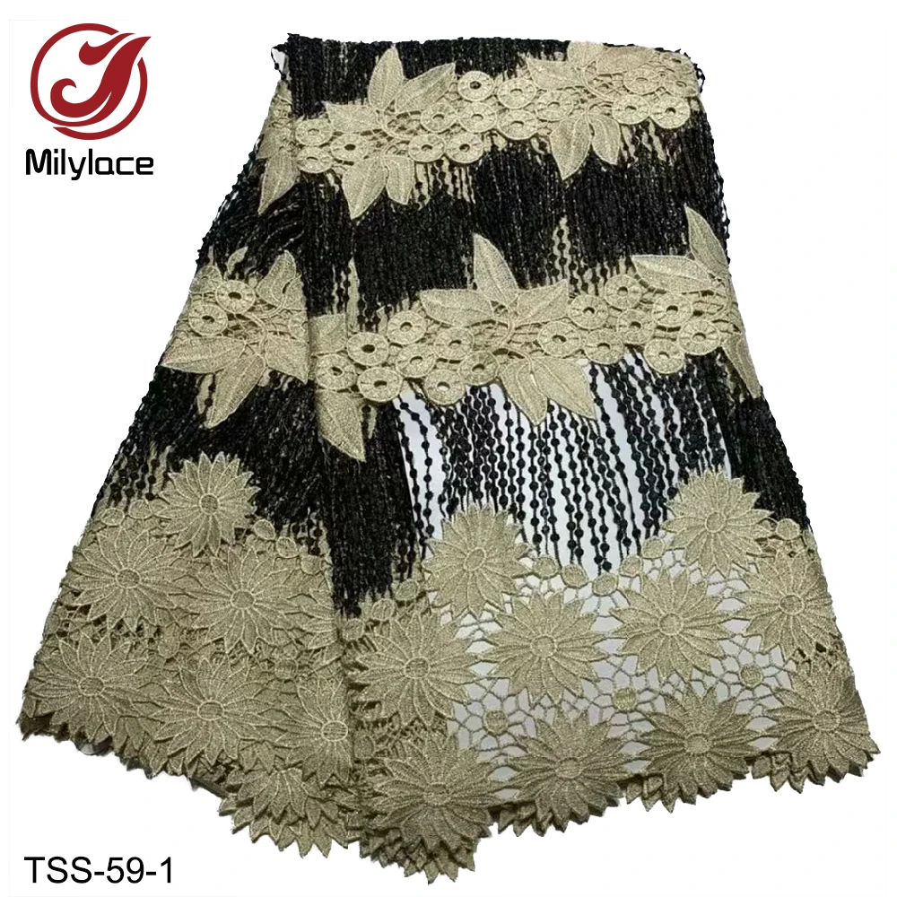 

Multi-Color African Water Soluble Lace Fabric 5 Yards Per Lot High Quality Nigerian Guipure Lace Fabric Wedding Dress TSS-59