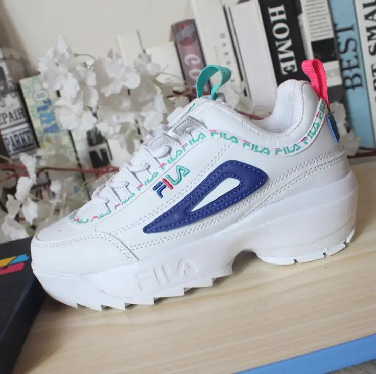 2019 FILAS Disruptor II Men and Women Sneaker Running Shoes White summer Increased Outdoor Sneaker size eur36-44
